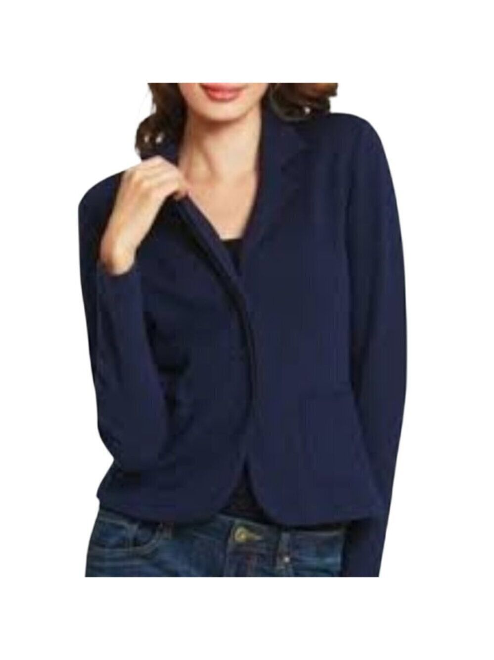 Cabi Navy Blue Black Accents Knit Blazer Jacket Size XL
